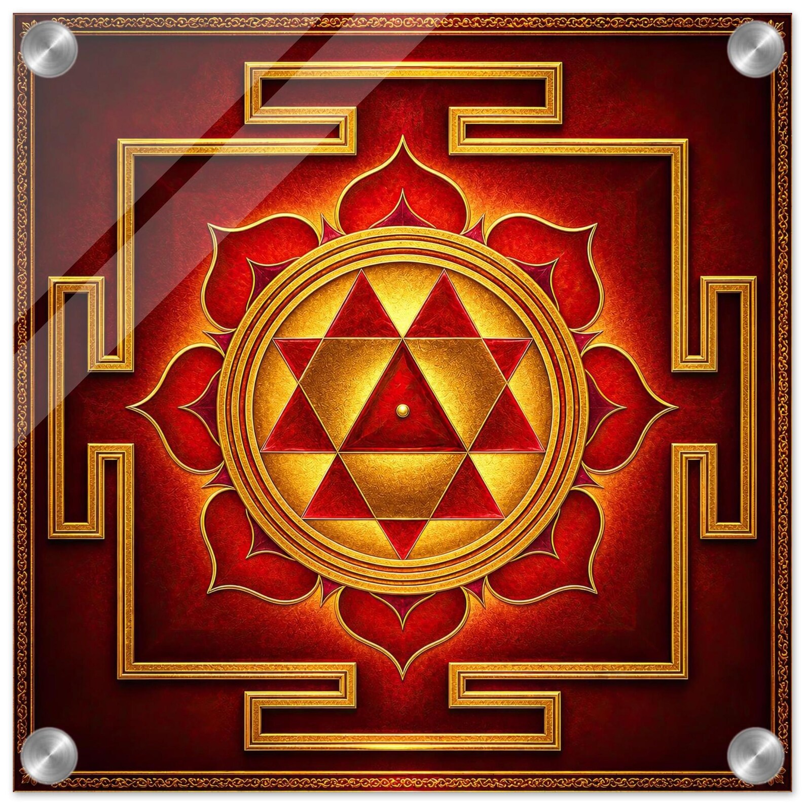 Durga Yantra acrylic print with steel standoff mounts