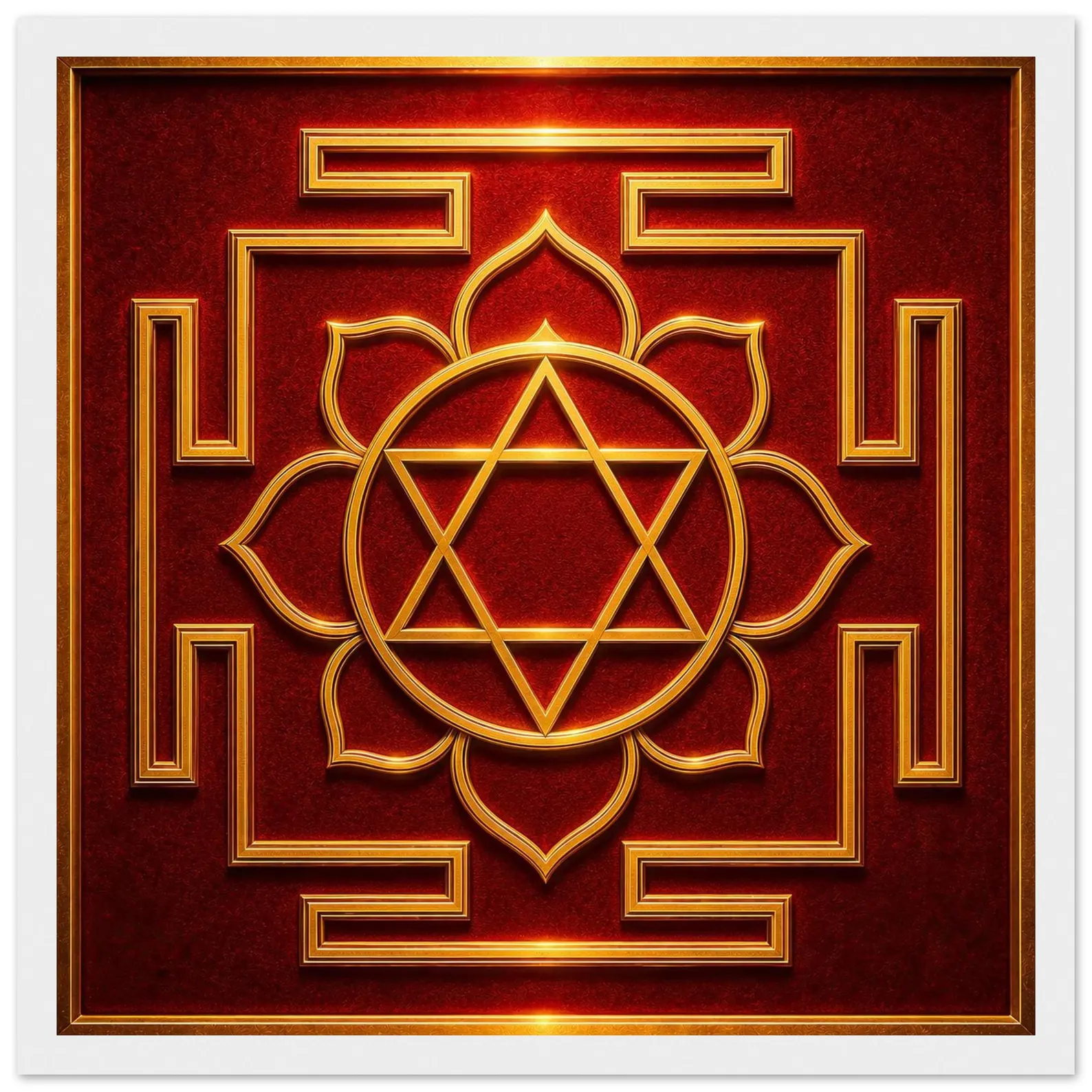 Square Mahalakshmi Yantra print in a white frame