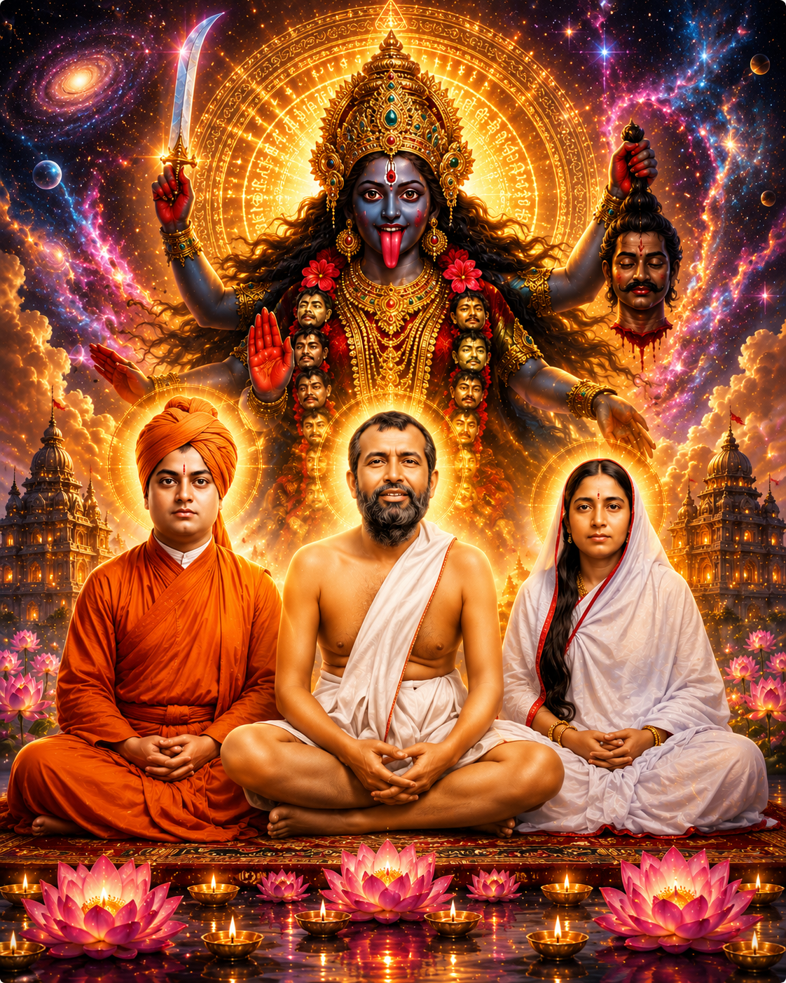 Kali, Ramakrishna, Vivekananda and Sarada Devi Wall Art