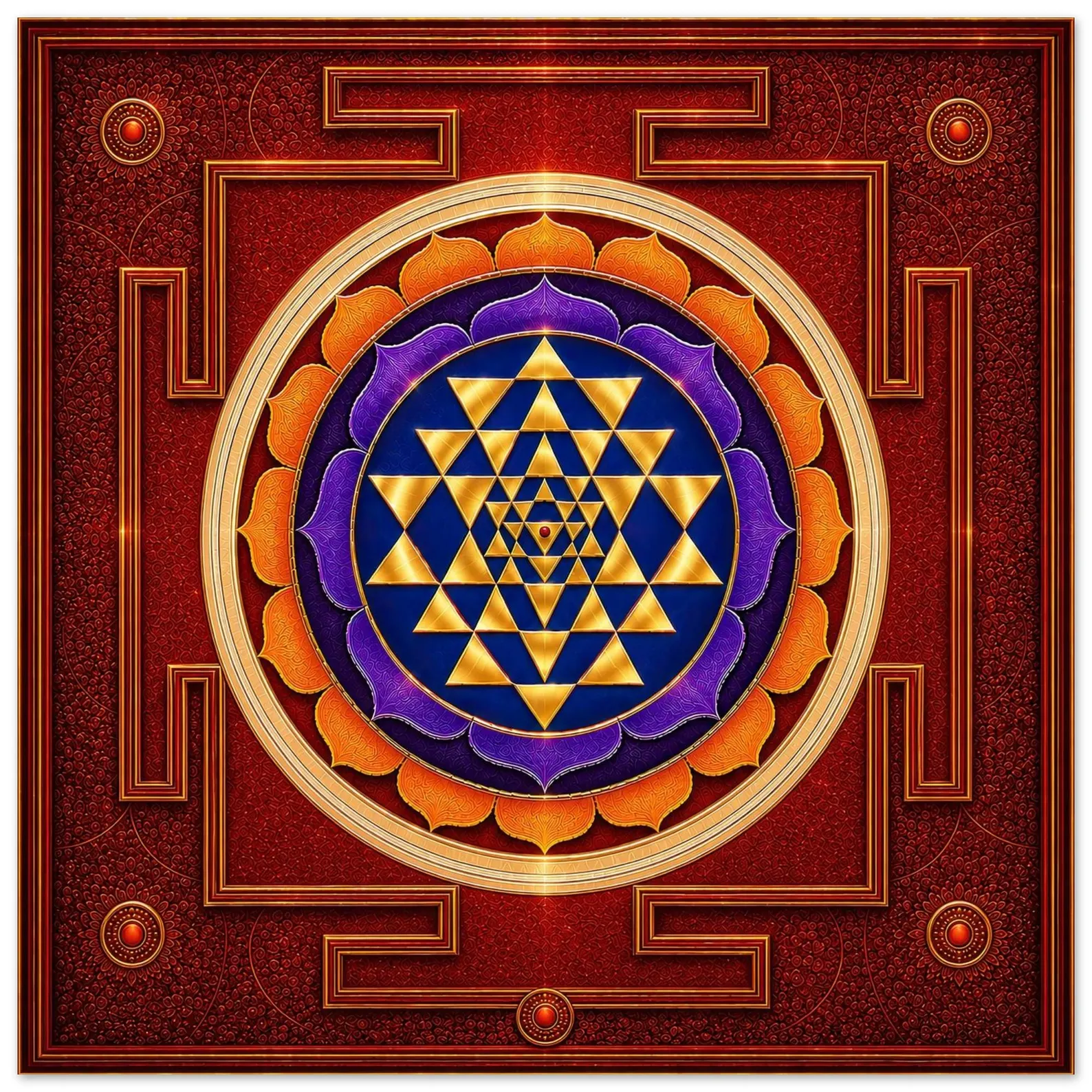 Sri Yantra framed poster print, square format