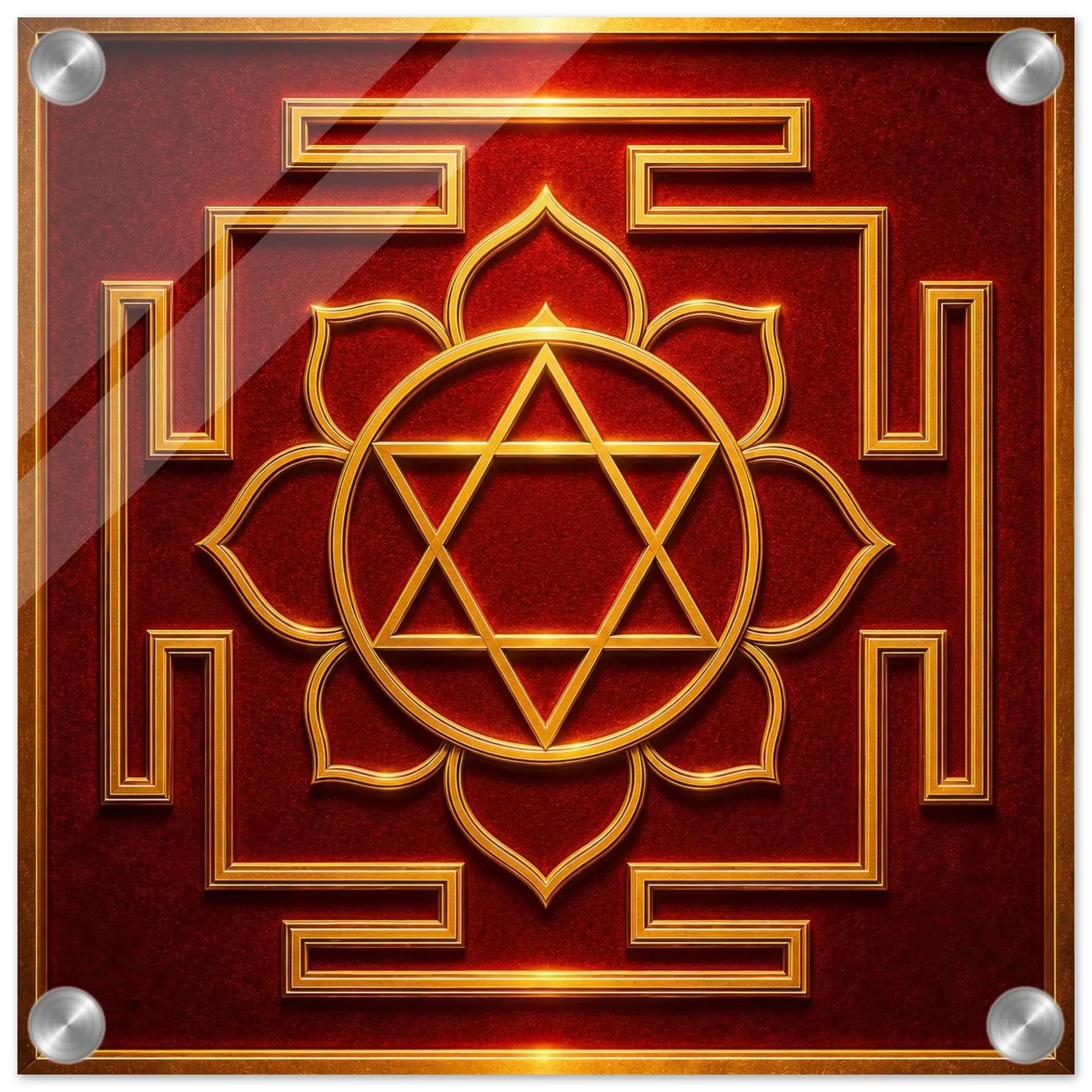 Mahalakshmi Yantra acrylic print with steel standoff mounts