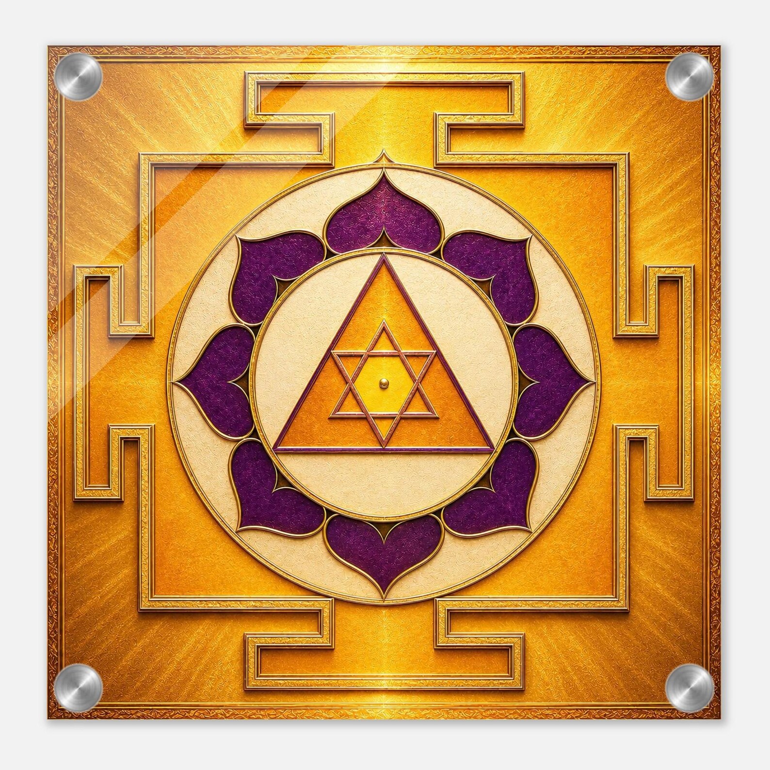 Ganesh Yantra acrylic print with steel standoff mounts