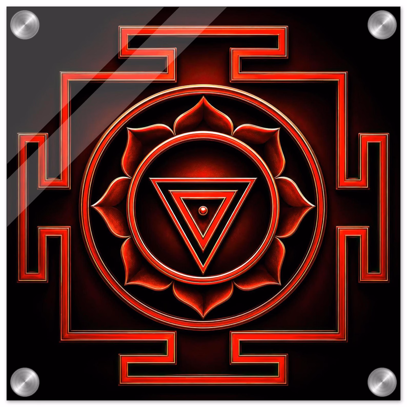 Kali Yantra acrylic print with steel standoff mounts