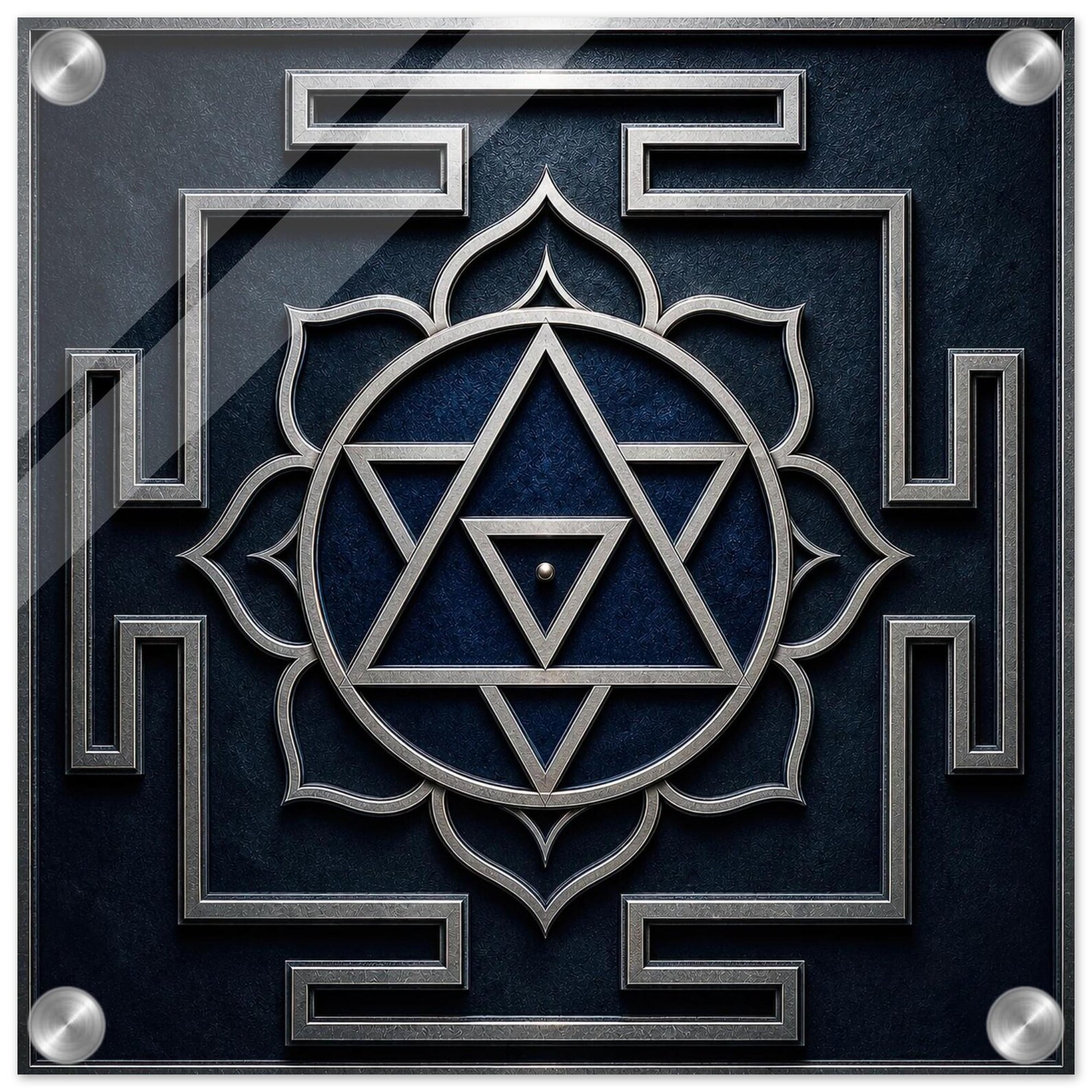 Shiva Yantra acrylic print with steel standoff mounts