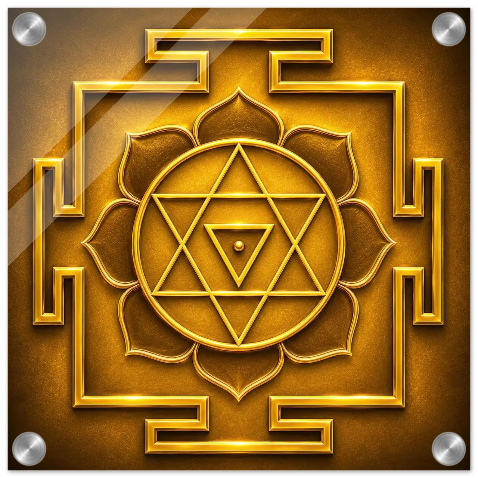Bagalamukhi Yantra acrylic print with steel standoff mounts
