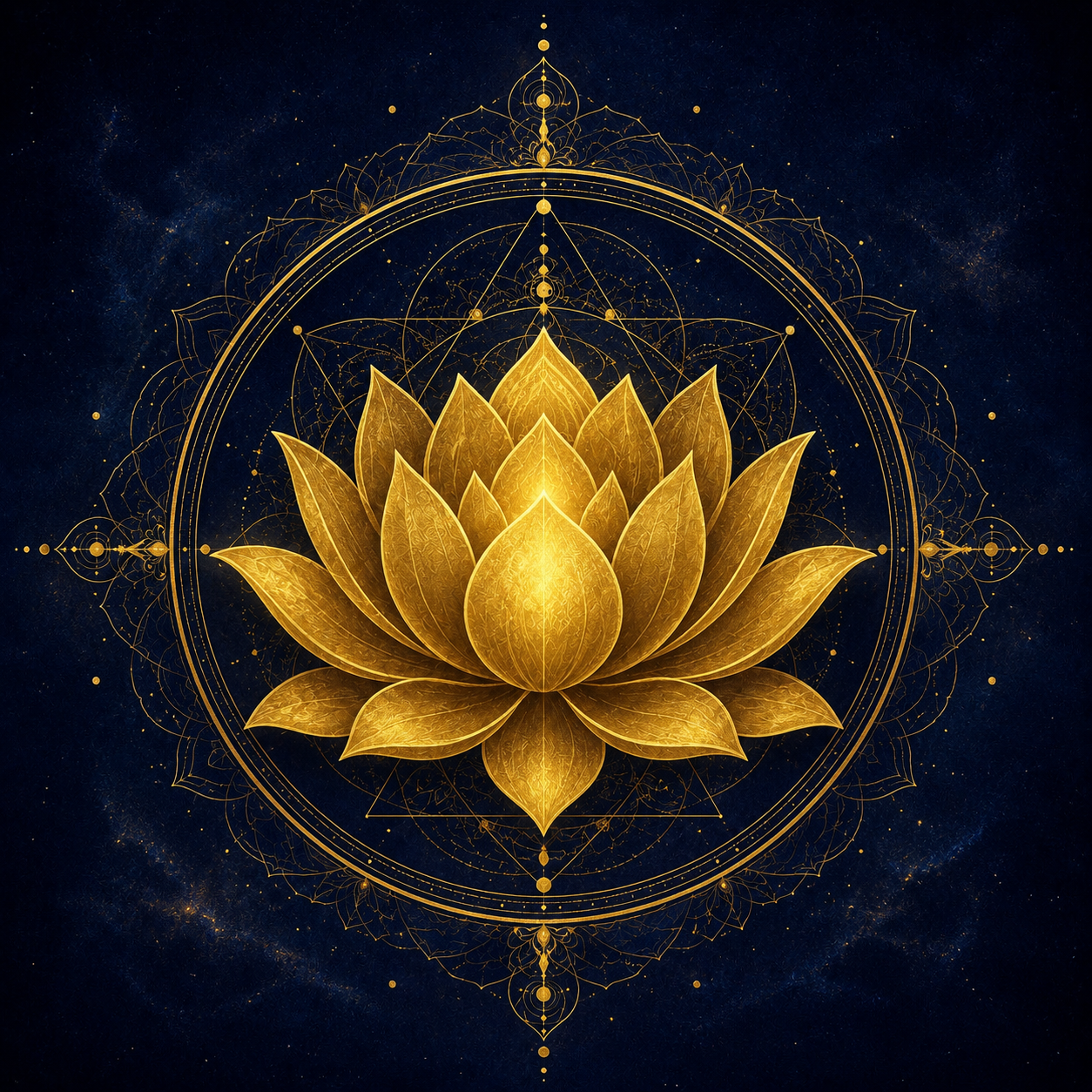 Golden Lotus Mandala Wall Art