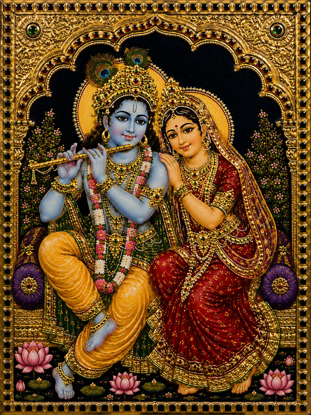 Radha Krishna Tanjore Wall Art